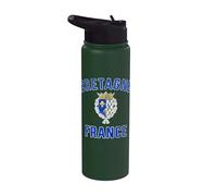 Brittany France Crest Distressed Print Stainless Steel Insulated Water Bottle