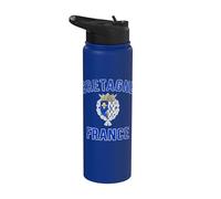 Brittany France Crest Distressed Print Stainless Steel Insulated Water Bottle