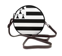 Brittany French Flag Women Round Crossbody Bags Leather Sling Bag Purse
