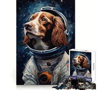 Brittany Spaniel Astronaut for Adults 1000 Piece Jigsaw Puzzle Cognitive Workout Restful Escape No Rough Edges Ideal Present (38x26cm)