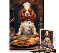 Brittany Spaniel Chef Jigsaw for Adults 1000 Pieces Brain Activity Quiet Recreation Accurate Cut Birthday Gift (38x52cm)