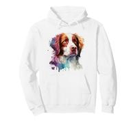 Brittany Spaniel Dog Colorful Pop Art Tie Dye Rainbow Pullover Hoodie