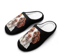 Brittany Spaniel Dog Men's House Slippers Memory Foam Washable Cotton Slip on Home Shoes