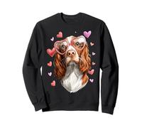 Brittany Spaniel Dog Valentine's Day Heart Sunglasses Sweatshirt