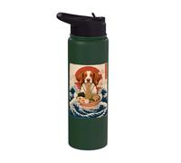 Brittany Spaniel Eating Ramen - American Brittany Japanese Stainless Steel Insulated Water Bottle