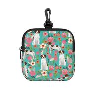 Brittany Spaniel Florals Cute Painted Floral Dog Dogs, Square Zipper Storage Bag, Neoprene Coin Purse, Small Wallets, Change Pouch, Change Purse
