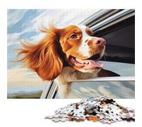 Brittany Spaniel in Car Window Puzzle Jigsaws 1000 Pieces for Adults Wooden Puzzles Family Fun Jigsaws Puzzles 1000pcs (75x50cm)