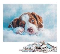 Brittany Spaniel Puppy in Snow Puzzles 1000 Piece Puzzles Jigsaw Puzzles for Adults Educational Game Challenge Toy 1000pcs (75x50cm)