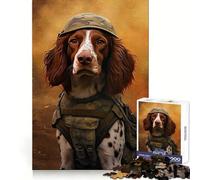 Brittany Spaniel Soldier Jigsaws 1000 Pieces for Teenagers Smart Training Peaceful Escape Flawless Cut Winter Gift (38x52cm)