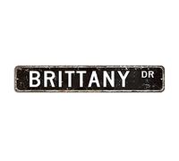 Brittany Street Sign Pet Paw Tin Sign 3x18in Personalized Easy to Mount Aluminum Sign Country Plaque Tin Sign for Garage People Cave Shop Bar