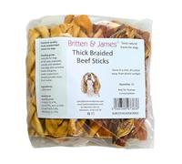 Britten and James 20 Thick Braided Beef Skin Sticks for Dogs (350g)