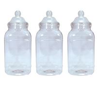 Britten & James Set of 3 Empty Large Victorian Plastic Sweet and Food Storage Jar with Screw Top Lid 4430ml