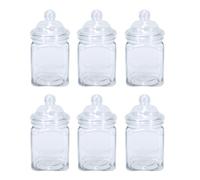 Britten & James Small Victorian square plastic sweet jars 450ml. Pack of 6 These small jars look great filled with sweets on a wedding table or party display or as individual gifts.