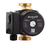 BritTherm B1 25/4-130 Bronze Hot Water Pump - Secondary Recirculator for Potable Systems, 130mm Inline, 1.5" Connections, 3 Speeds, 240V, 4m Head, WRAS Compliant, Includes UK Plug