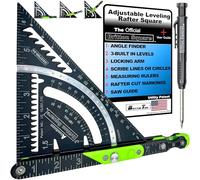 Britton Square 7''-Black/Green Aluminum Rafter Square - Smart Speed Square with Level, Innovative Framing & Carpentry Tools