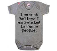 BritTot I Cannot Believe Related to These People Baby Grow Girls Boys Bodysuit 12/18 Grey