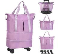 BritToyze Blue Rolling Luggage with Wheels - Expandable & Foldable Design, Ideal Men's & Women's Large Weekend Travel Duffel, Wheeled Convenience for Every Journey