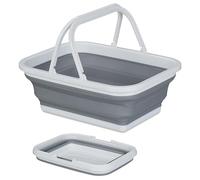 BritVibe Collapsible Washing Up Bowl with Handles - Foldable Washing Up Bowl for Camping, Caravan & Kitchen - Pop Up Silicone Wash Bowls, Rectangular Folding Basin for Home & Outdoor Use
