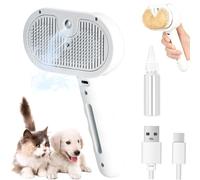 Britwritas Pet Spray Hair Removal Comb, Pet 3-in-1 Groomer Steam, Spray, And Massage Hair Removal Comb, Pet Steam Brush for Dogs Cats, Cat Spray Brush (White)