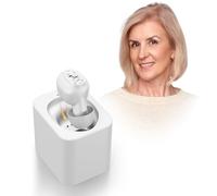 Britzgo K87 In-Ear Rechargeable Sound Support, 35H Long-Lasting Battery, USB Fast Charge, Smart Noise Reduction, Ergonomic L-Shaped Design, Portable Charging Case (White)