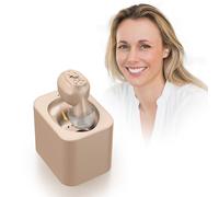 Britzgo K87 In-Ear Rechargeable Sound Support, 35H Long-Lasting Battery, USB Fast Charge, Smart Noise Reduction, Ergonomic L-Shaped Design, Portable Charging Case (Beige)