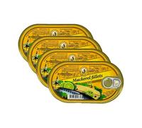 Brivais Vilnis Fillets Mackerel in Oil 190G Canned Seafood Product of Latvia Pack of 4
