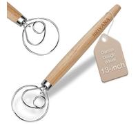BRIVANA Danish Dough Whisk, Sourdough Bread Whisk with Wooden Handle, 13-Inch Stainless Steel Single Loop Dough Mixer for Bread Making, Pizza Dough, Batter and Pastry