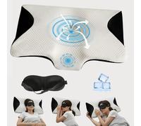 BRIVONA Ergonomic Cervical Pillow and Eye Mask, Memory Foam Neck Pillow for Sleeping, Orthopedic Pillow for Neck and Shoulder Pain, Washable Cover for Everyday Comfort