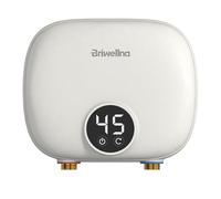 Briwellna Electric Instantaneous Tankless Water Heater 5.5kW 220V, Instant Hot Water Heater with Digital Display for Kitchen Bathroom Sink Counter Under/Above Home Indoor (Cream)