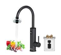 Briwellna Fast Heating Tap Water Heater, Stainless Electric Hot Water Tap with Digital Display, 360 Degree Rotate Cold and Universal Nozzle, Flexible and Convenient (Black)