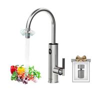 Briwellna Instant Hot Water Tap, 220V Stainless Electric Tap Universal Nozzle, Flexible and Convenient, 360 Degrees Rotate Cold and Water Heater Faucet (Silver)