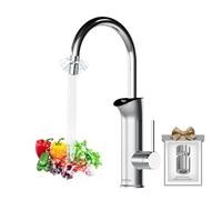 Briwellna Instant Hot Water Tap 3200W with Digital Display, 360 Degree Rotate Electric Faucet with Tap Aerator Spray Head for Kitchens, Warm Water at 20-55℃ (Silver)