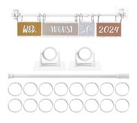 Briwooody 16-29 Inches Adjustable Calendar Holder Set Anchor Chart Date Cards Holder Flip Calendar Chart Rod for Classroom Whiteboard Crafts Home Decor Supplies(White)