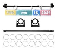 Briwooody 16-29 Inches Adjustable Calendar Holder Set Anchor Chart Date Cards Holder Flip Calendar Chart Rod for Classroom Whiteboard Crafts Home Decor Supplies(Black)