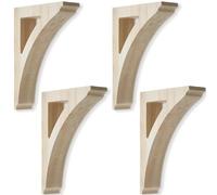 Briwooody 4 Pcs 1 3/4" W x 6 1/2" D x 9" H Wood Corbels Wooden Shelf Brackets Unfinished Paintable Decorative Shelf Brackets with Hanging Hook for Doorway Countertops Home Book Shelves Cabinet