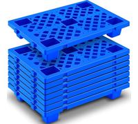 Briwooody 8 Pcs Plastic Pallet Lightweight Nestable Polyethylene Pallets 23.6" x 15.8" x 3.9" Interlocking Storage Pad with Breathable Grids for Basement Restaurant Kitchen Supermarket (Blue)