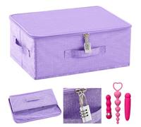 Briwooody Discreet Lockable Adult Toy Bag Storage Organizer Toy Bag Storage Bins Case with Zipper Lid 15 x 10 x 6.3 Inches for Women and Men Clothes Container (Purple)