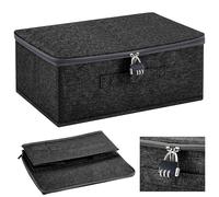 Briwooody Discreet Lockable Toy Bag Storage Organizer Toy Bag Storage Bins Case with Zipper Lid for Women and Men Clothes Container(Black,15 x 10 x 6.3 Inch)