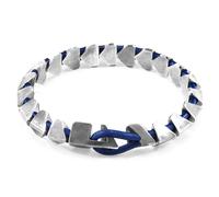 Brixham Maxi Silver and Round Leather Bracelet ANCHOR & CREW Blue 23cm