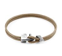 Brixham Silver and Rope Bracelet ANCHOR & CREW Light Brown 19cm