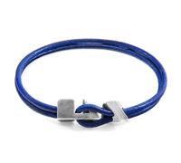 Brixham Silver and Round Leather Bracelet ANCHOR & CREW Blue 23cm