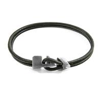 Anchor & Crew Racing Green Brixham Silver and Round Leather Bracelet - M - 21cm (Most Popular) - Gift Wrapped (Paper & Bow) +£1.50