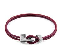 Brixham Silver and Round Leather Bracelet ANCHOR & CREW Red 19cm