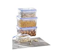 BrixStation Plastic Airtight Food Storage Container, Set of 4 Leakproof Stackable Food Container Clip-Close Lid Budget BPA Free Reusable Meal Prep Lunch Boxes, Dishwasher, Microwave Freezer Safe