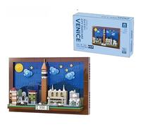 BrixStation Postcard Building Block Set Picture Frame Building Kits for Boys and Girls Painting Wall Art Toys for Adults and Kids 707+PCS (Venice City)