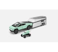 BrixStation Tesla Cybertruck Model Car, Cyber Truck Toy with Motorhome, Beach Motorcycle, 1:32 Die-Cast Alloy Pickup Trailer Model Kit with Light and Sound, for Children Ages 3 and Up - (Green)