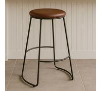 Brixton Black Leather Effect Bar Stool with Metal Frame