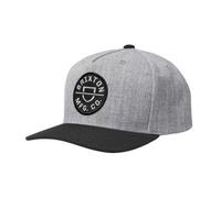 Brixton Crest NetPlus Snapback Cap Heather Grey Black One Size