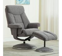 brixton faux leather recliner chair with stool in grey