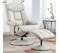 brixton faux leather recliner chair with stool in mushroom
